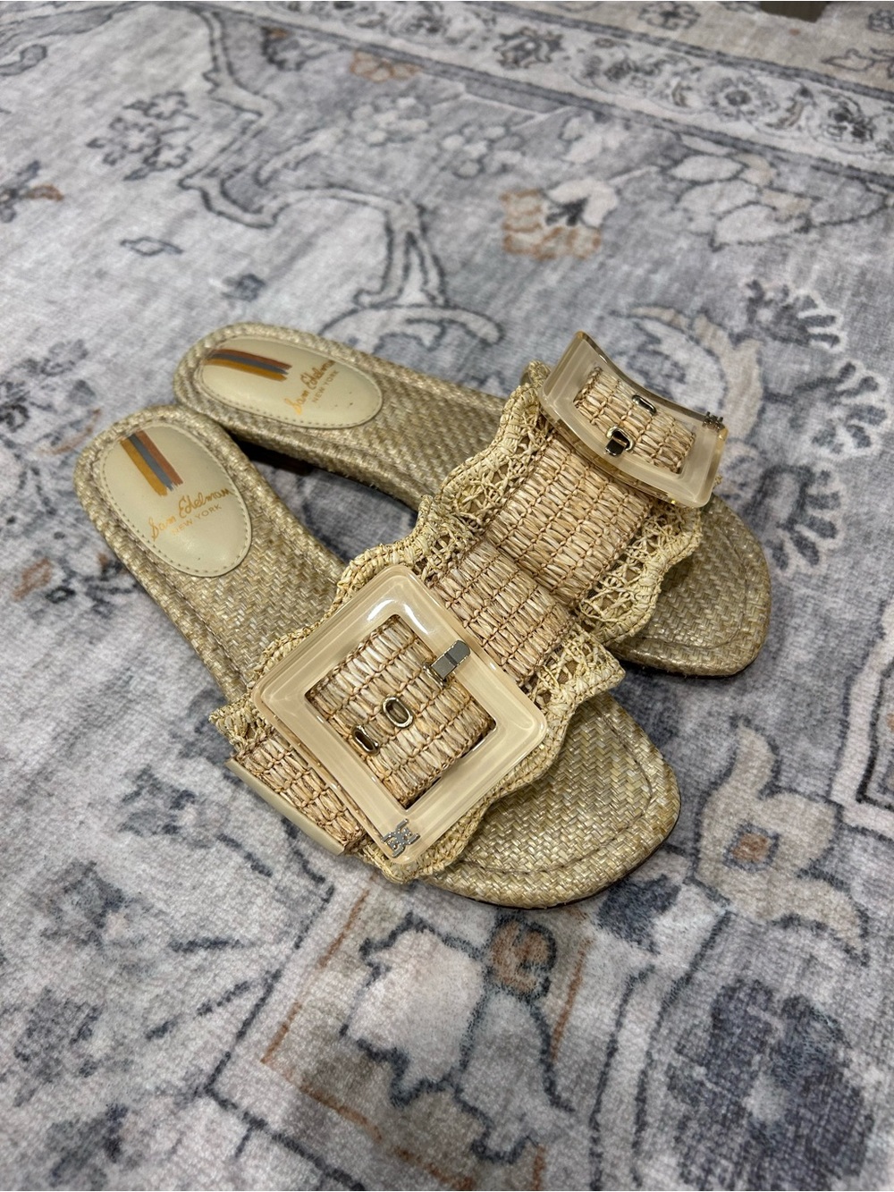 Sam Edelman Bambi Natural Raffia Slides - Picture 2 of 9